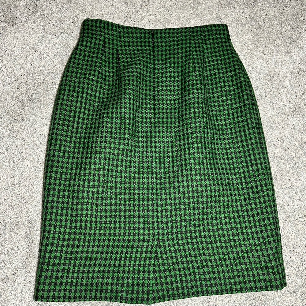 VINTAGE Jones New York 100% Wool Pencil Skirt, Green/Black - Womens 6 - Picture 2 of 9